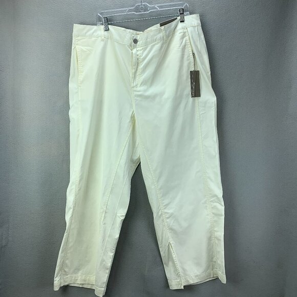 Soft Surroundings Pants Womens 20W Cream White Wide Leg‎ Full Length Hem Slits - Picture 1 of 15